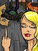 Kelly waves the middle finger - The Homeless man's new wife by Illustrated interracial